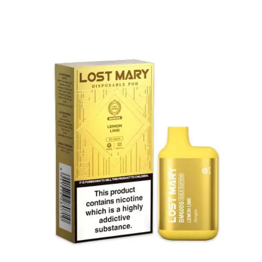 GOLD EDITION Lemon & Lime - Lost Mary BM600 Disposable Vape Pod - 20mg