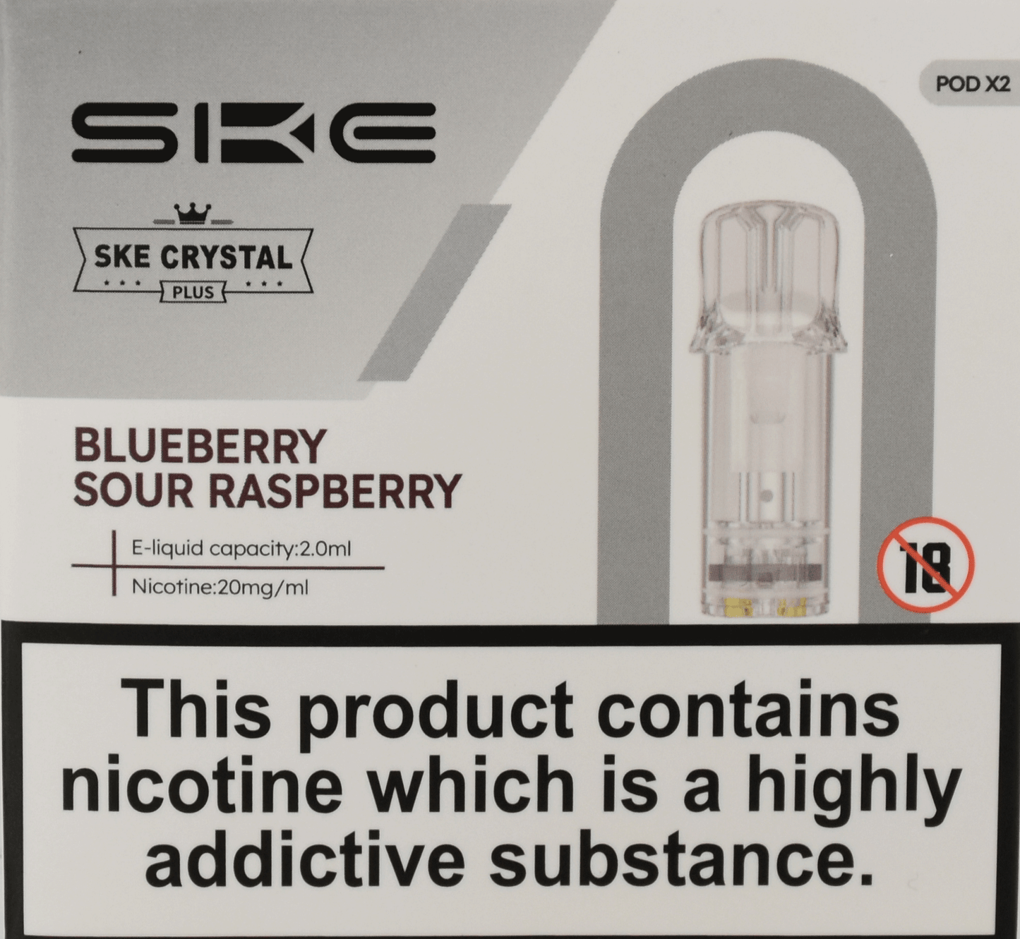 Blueberry Sour Raspberry - SKE Crystal Plus - 2ml Prefilled Pods (2x Pods) - SKE - Crystal Plus Pod - Rolling Refills