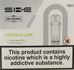 Lemon & Lime - SKE Crystal Plus - 2ml Prefilled Pods (2x Pods) - SKE - Crystal Plus Pod - Rolling Refills