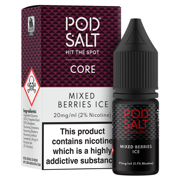 Mixed Berries Ice - Pod Salts - Core Range Nicotine Salts - 10ml - Pod Salts - E-Liquid - Rolling Refills
