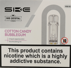 Cotton Candy Bubblegum - SKE Crystal Plus - 2ml Prefilled Pods (2x Pods) - Rolling Refills - Crystal Plus Pod - Rolling Refills