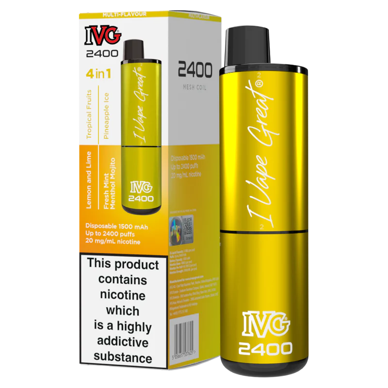 Multi-Flavour Yellow Edition - IVG 2400 Disposable Vape Pod Kit - IVG - Disposable Vaporiser - Rolling Refills