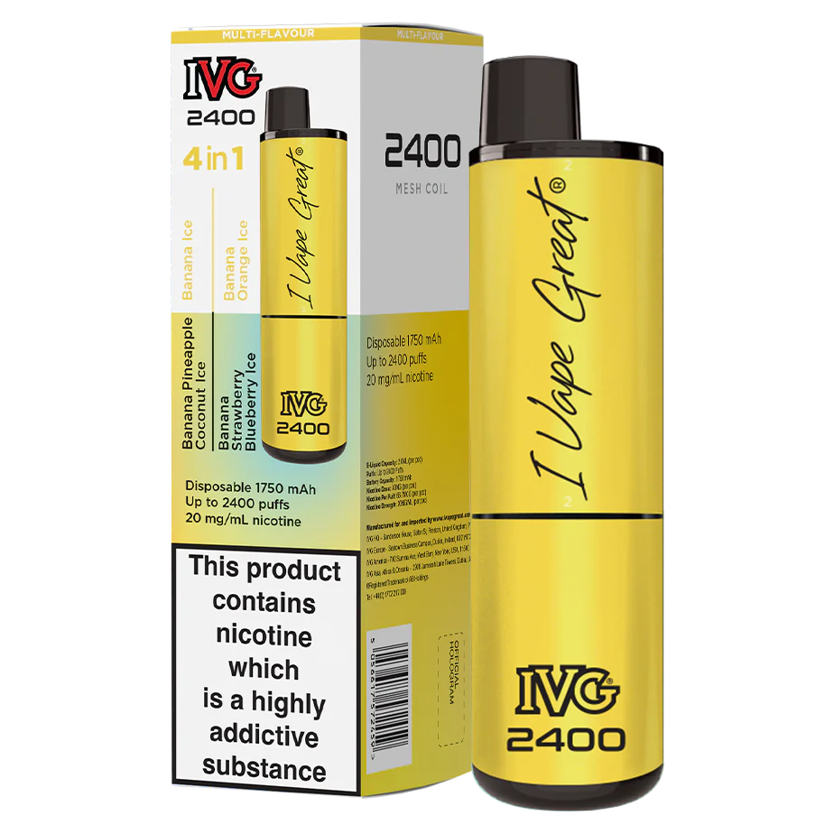 Multi-Flavour Banana Edition - IVG 2400 Disposable Vape Pod Kit
