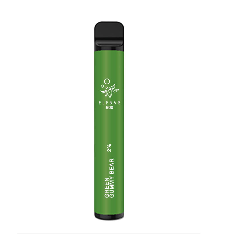 Green Gummy Bear - Elf Bar 600 Disposable Vape Pod - Elf Bar - Disposable Vaporiser - Rolling Refills