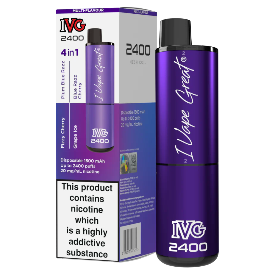 Multi-Flavour Purple Edition - IVG 2400 Disposable Vape Pod Kit - IVG - Disposable Vaporiser - Rolling Refills
