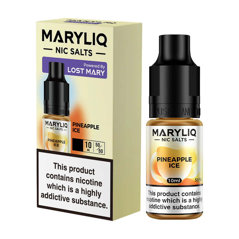 Maryliq - The Official Lost Mary Nic Salt 10ml - Pineapple Ice - Lost Mary - E-Liquid - Rolling Refills