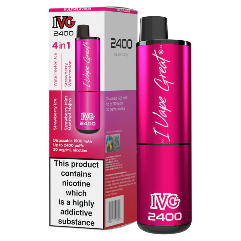 Multi-Flavour Pink Edition - IVG 2400 Disposable Vape Pod Kit - IVG - Disposable Vaporiser - Rolling Refills