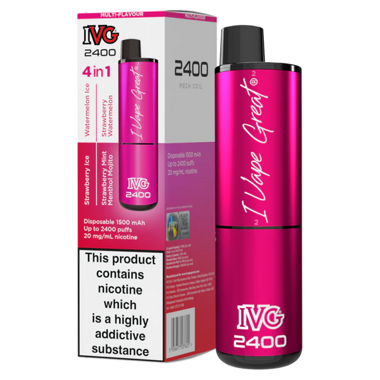 Multi-Flavour Pink Edition - IVG 2400 Disposable Vape Pod Kit - IVG - Disposable Vaporiser - Rolling Refills