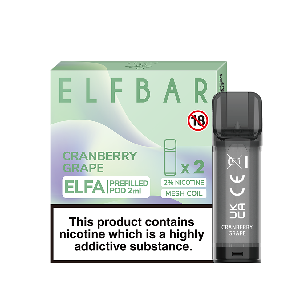 Cranberry Grape - Elf Bar ELFA  - 2ml Pre-filled Pod (2x Pods) - Elf Bar - Elfa Pods - Rolling Refills