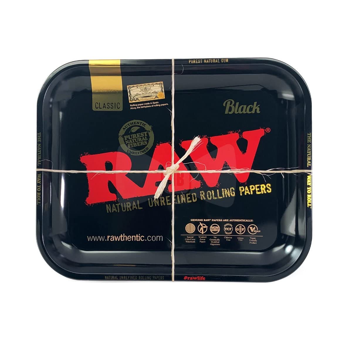 RAW Black Metal Rolling Tray - Large 34cm x 27.5cm - RAW - Rolling Trays - Rolling Refills