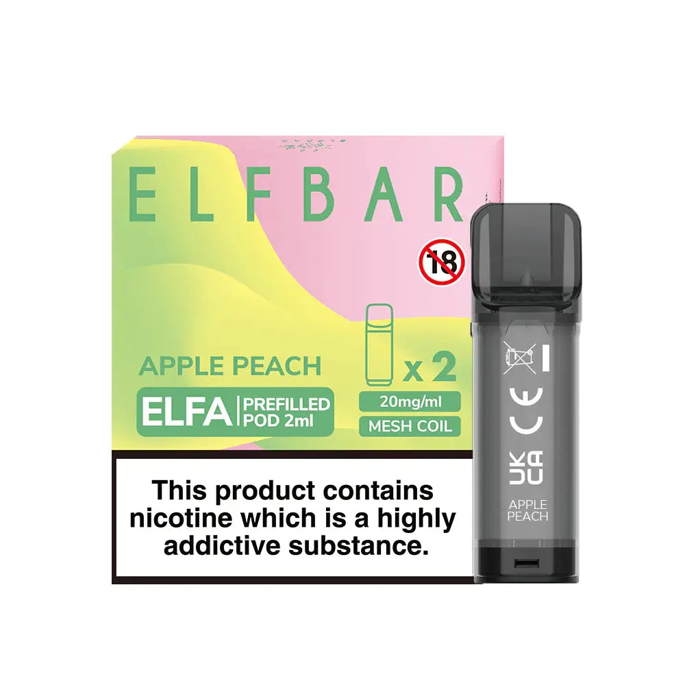 Apple Peach - Elf Bar ELFA  - 2ml Pre-filled Pod (2x Pods) - Elf Bar - Elfa Pods - Rolling Refills