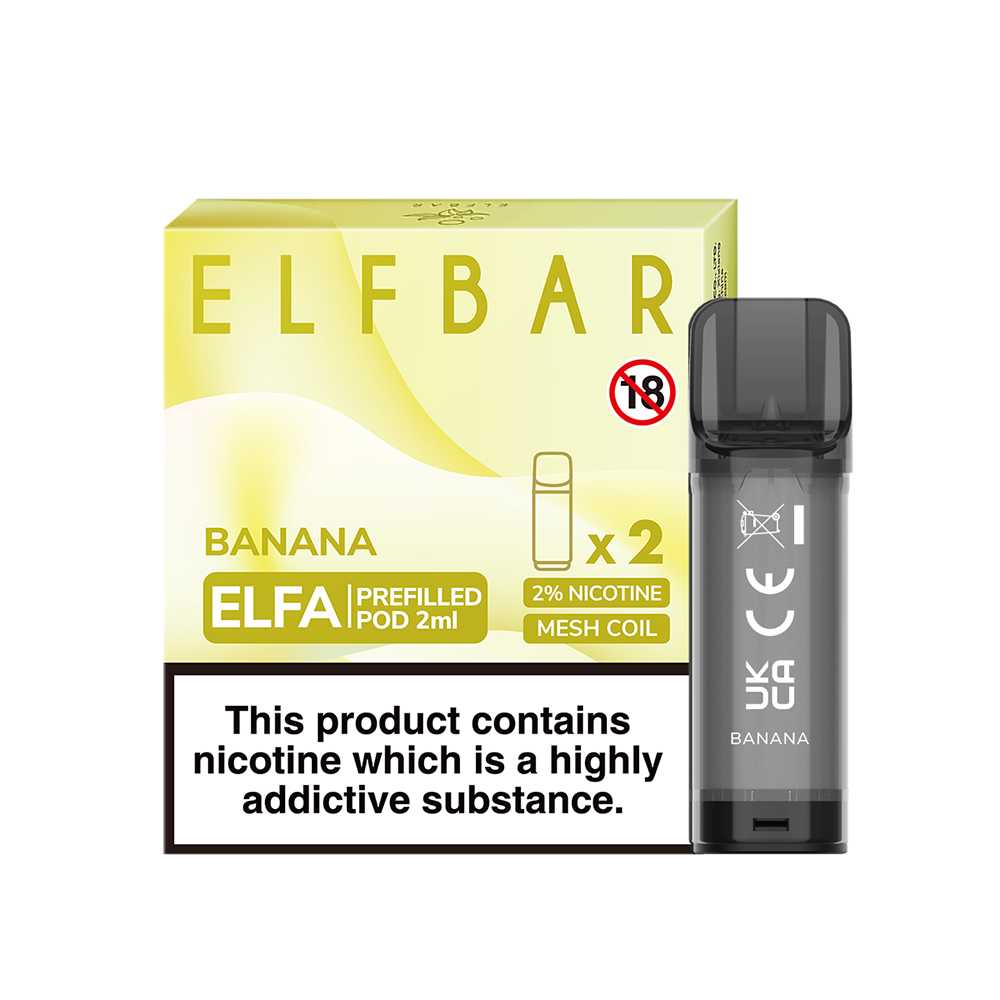 Banana - Elf Bar ELFA - 2ml Pre-filled Pod (2x Pods) - Elf Bar - Elfa Pods - Rolling Refills