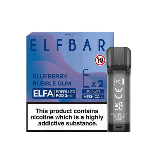 Blueberry Bubblegum - Elf Bar ELFA  - 2ml Pre-filled Pod (2x Pods) - Elf Bar - Elfa Pods - Rolling Refills