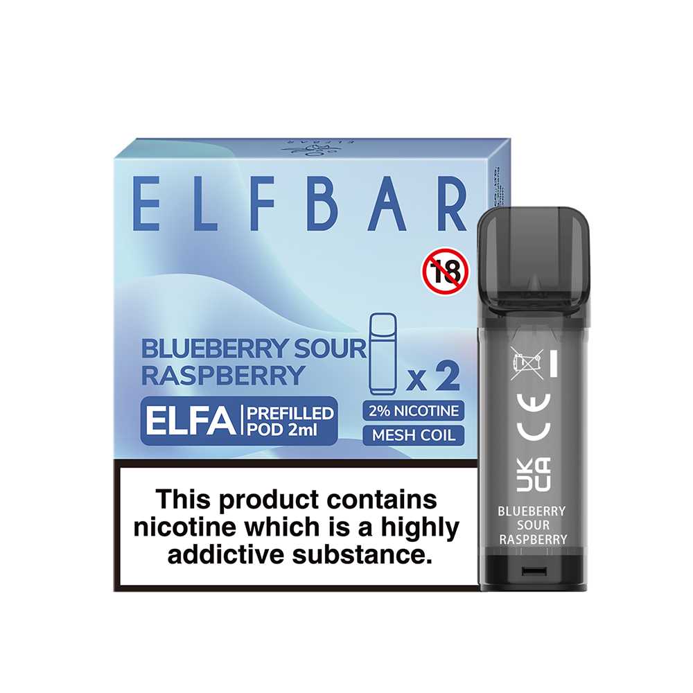 Blueberry Sour Raspberry - Elf Bar ELFA - 2ml Pre-filled Pod (2x Pods) - Elf Bar - Elfa Pods - Rolling Refills