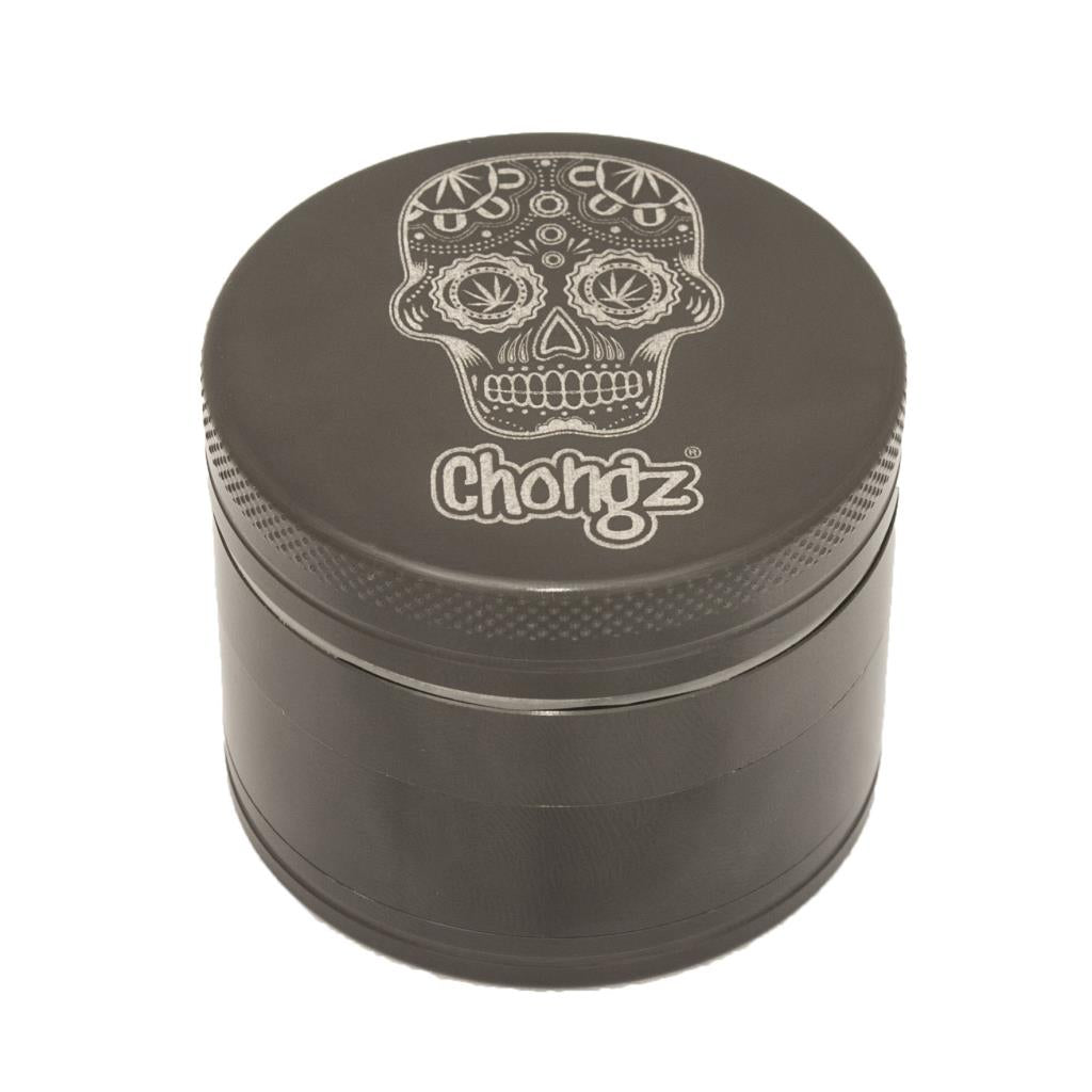 Chongz 40mm Skull 4 Part Hard Anodised Grinder - Chongz - Grinder - Rolling Refills