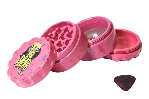 Dead Head by Chongz 60mm 4pt Grinder in Hot Pink with Purple Splashes - Chongz - Grinder - Rolling Refills