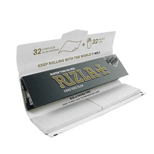 Rizla Silver King Size Slim Connoisseur Rolling Papers + Tips - Rizla - Rolling Papers - Rolling Refills