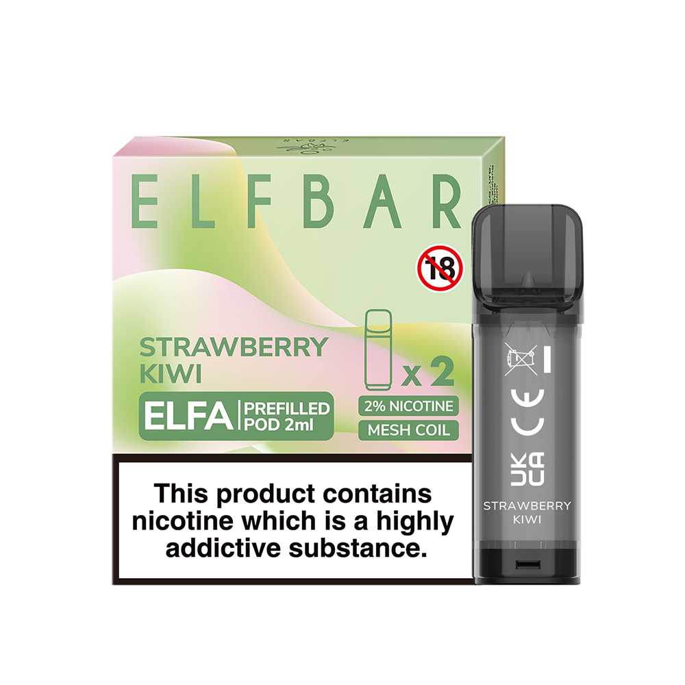 Strawberry Kiwi - Elf Bar ELFA - 2ml Pre-filled Pod (2x Pods) - Elf Bar - Elfa Pods - Rolling Refills