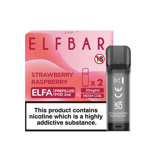 Strawberry Raspberry - Elf Bar ELFA  - 2ml Pre-filled Pod (2x Pods) - Elf Bar - Elfa Pods - Rolling Refills