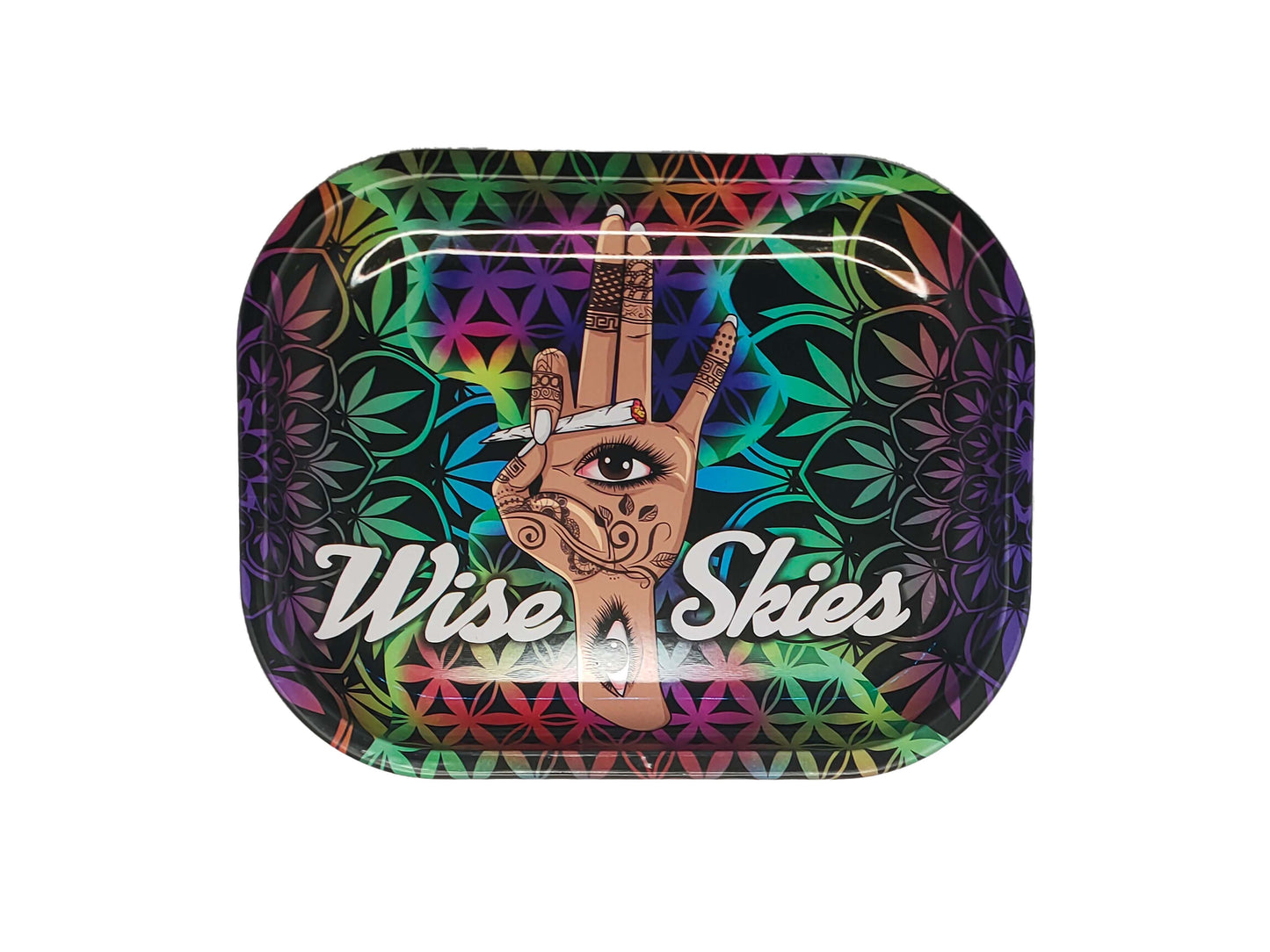 Wise Skies Mini Rolling Tray "Hand Design" - 18  x 14cm - Wise Skies - Rolling Trays - Rolling Refills