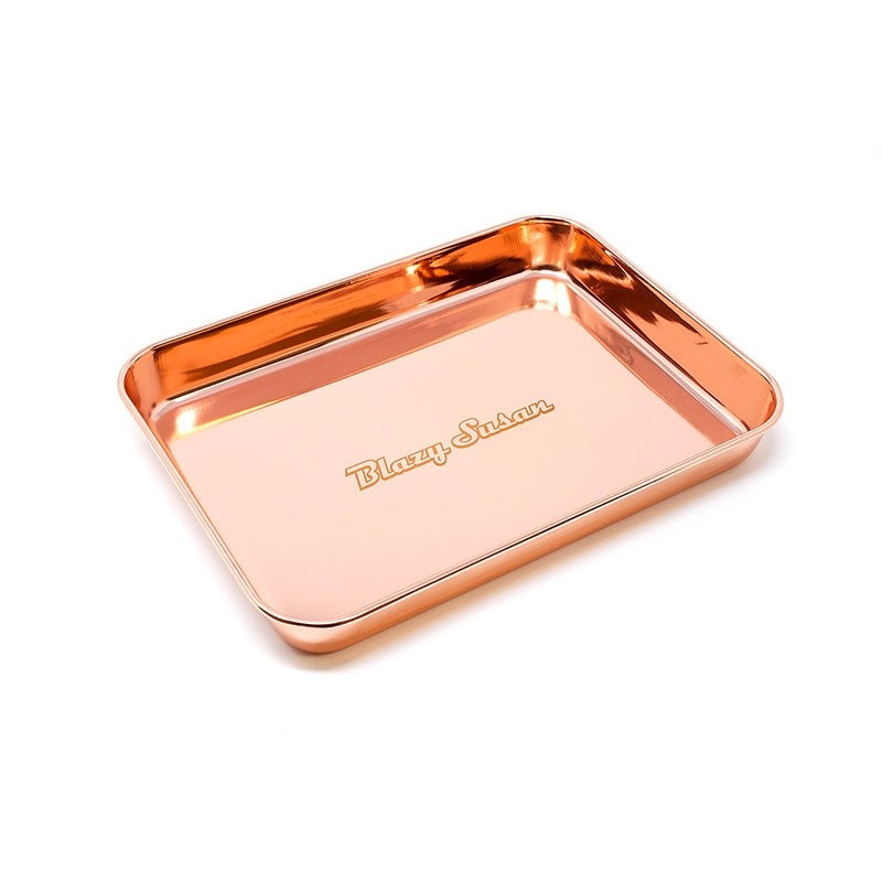 Blazy Susan Rose Gold Stainless Steel Rolling Tray - 22cm x 17cm - Blazy Susan - Smoking Accessories - Rolling Refills