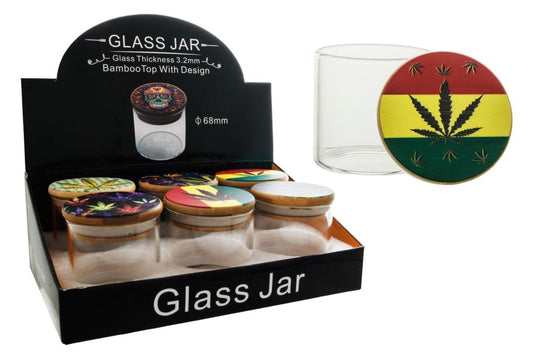 Glass Storage Jar Assorted leaf Designs - RAD - Accessories - Rolling Refills
