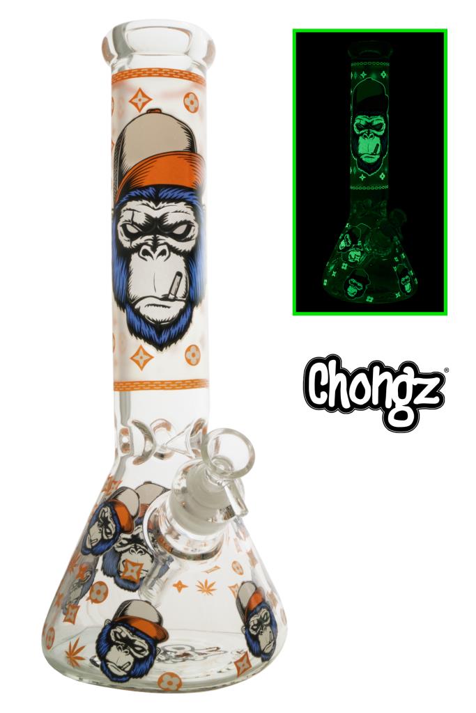 Chongz Glass 33cm "Monkeee Maan" Glow - Orange - Chongz - Bongs - Rolling Refills