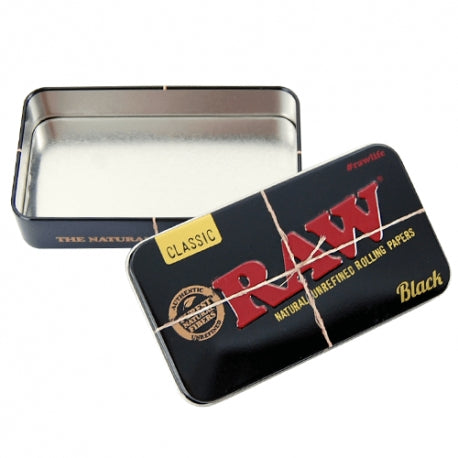 RAW Metal Tobacco Tin - Black - RAW - Smoking Accessories - Rolling Refills